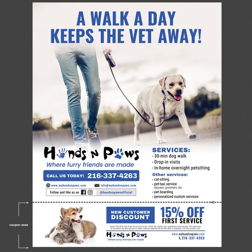 Flyer for Dog walking / Pet care service company