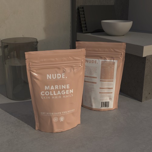 Nude Beige packaging design for a marine collagen