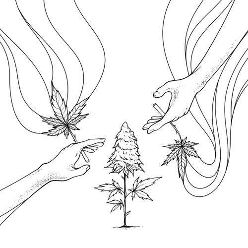 Line art illustration for bag