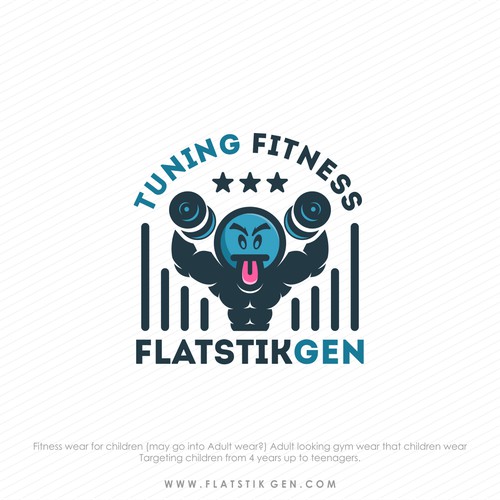 Create a funky gym wear site and logo for kids wear