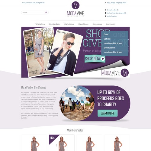 Top notch designer needed to update an ecommerce fashion site that gives back to charity