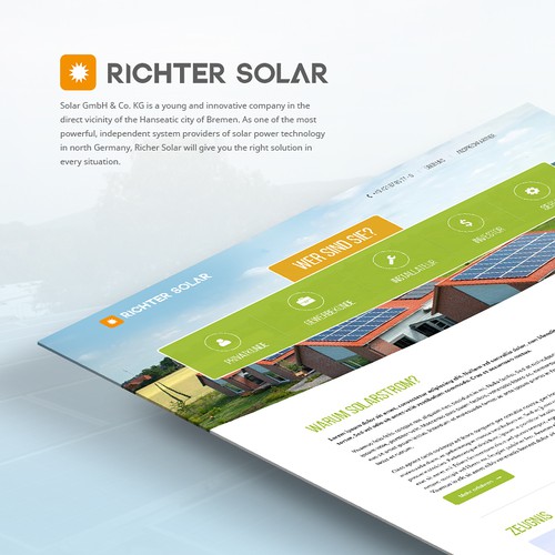 Erstellt eine professionelle Startseite für eine Solarfirma