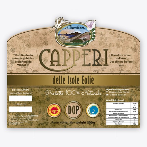 Label Design for "Capperi delle Isole Eolie"