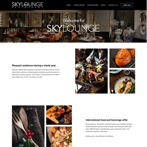 Restaurant web page for Weebly