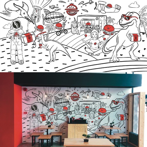 Mural for a burger restaurant 