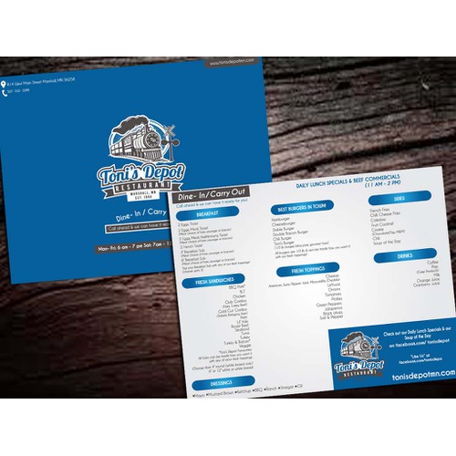 Sub & Burger Restaurant needs NEW DESIGN take out menu!
