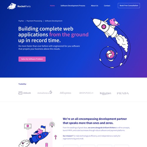 Modern website for a software development agency for RocketParts.