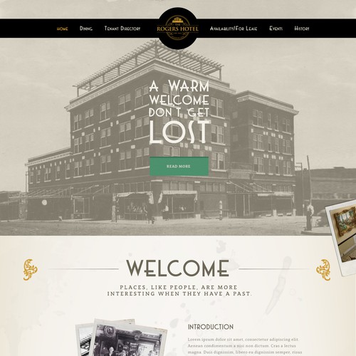 Design a homepage for the historic, re-purposed Rogers Hotel