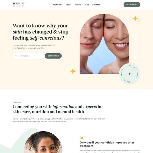 Homepage design for a Skincare/Wellness company