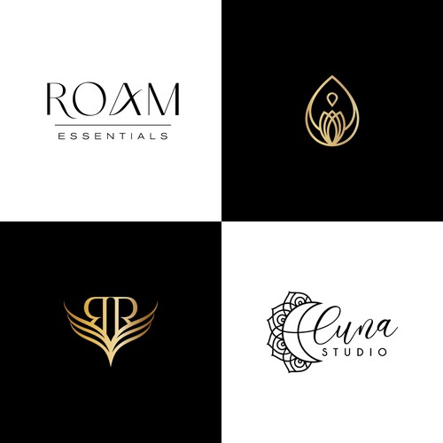 Elegant gold logos and sophisticated, modern wordmark logos