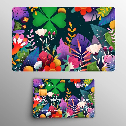 Colorful flower design for credit cards