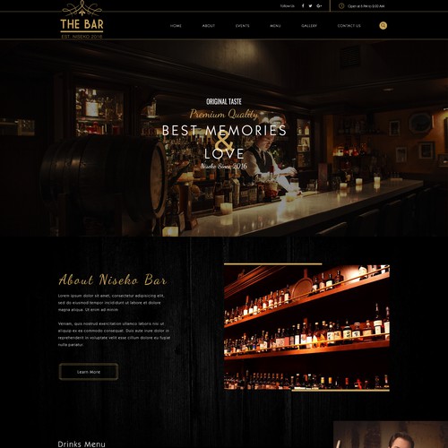 Whisky Bar Home Page Design