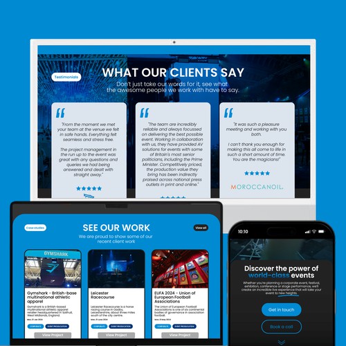 Home Page For Event Production Company