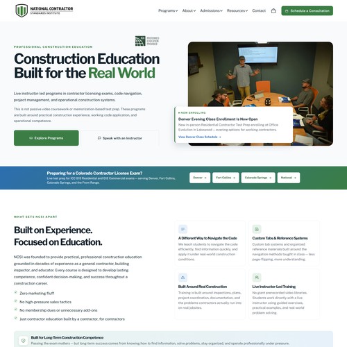 National Contractor Standards Institute — Squarespace Redesign
