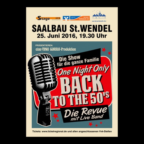 Flyer/Poster-Design for "Back to the 50's" Showgala-Revue