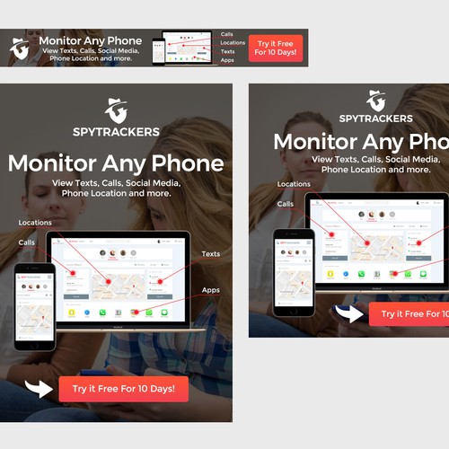 Banner ads for a cellphone monitoring app