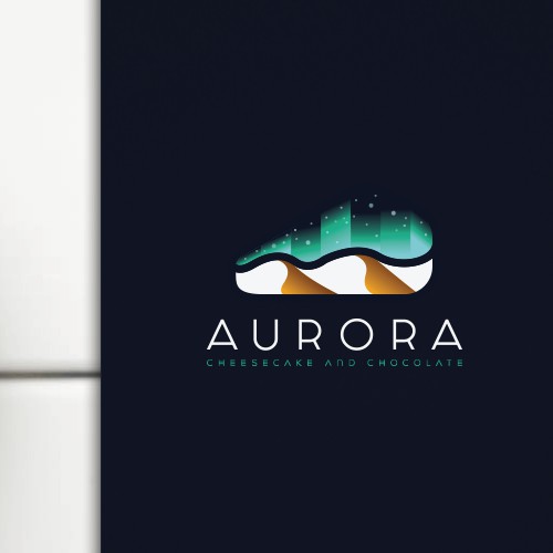Thick line logo concept for AURORA cheesecake and chocolate shop