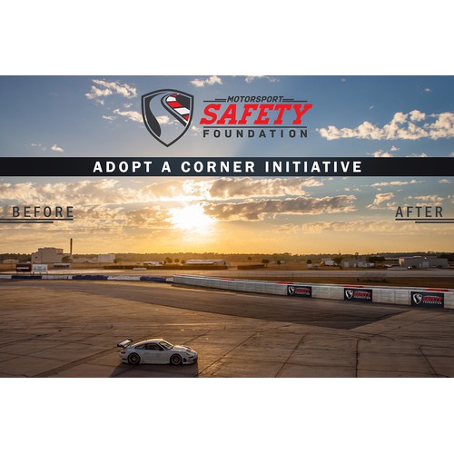 Design a "Before and After" of a Racing Safety Barrier Upgrade for a press conference