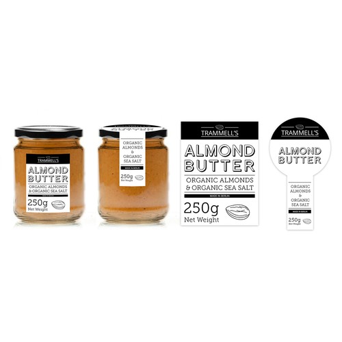 Create a simple, elegant product logo & label for Trammell's gourmet, stone-ground nut butters.