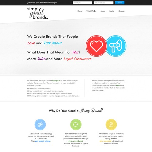 Create the next landing page for www.simplygreatbrands.com