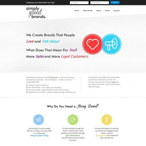 Create the next landing page for www.simplygreatbrands.com