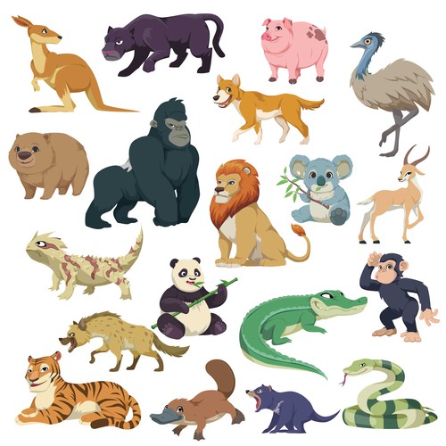 Stickers and Coloring book of 100+ Animals and 9 Habitats (Backgrounds)