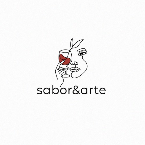 Logo of shape of faces and glass of wine
