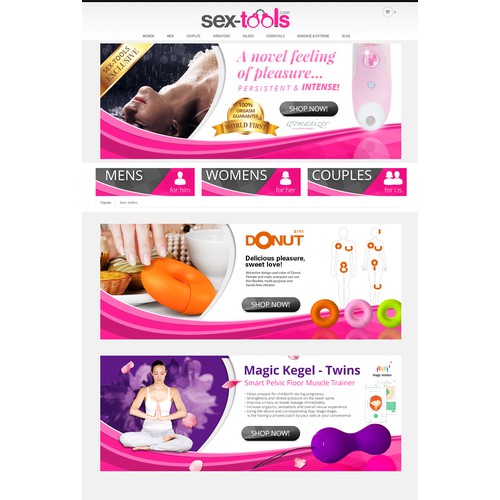 Banner ads & category headers for adult site in asia