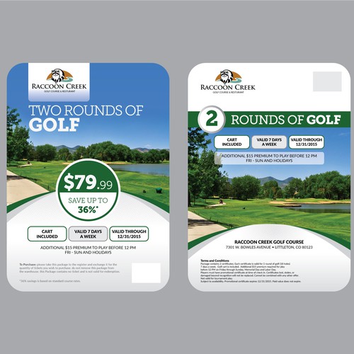 Golf Course flyer that advertises a special offer