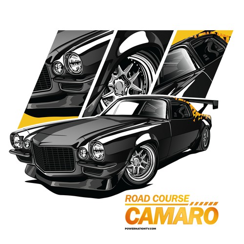 1972 Chevrolet Camaro Road Course T-Shirt Illustration