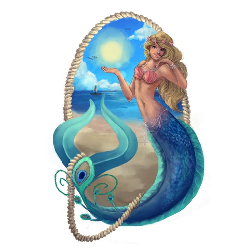 Design and illustrate a mermaid banner for a jewellery website