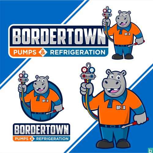 Pumps & Refrigeration mascot logo - Bordertown Pumps & Refrigeration