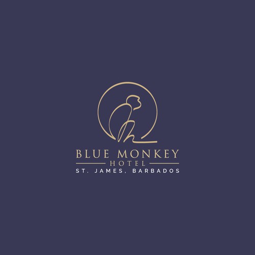 Elegant Blue Monkey Logo