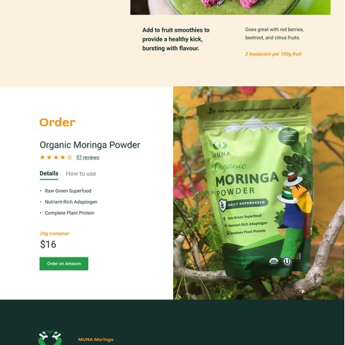 Web page for health food sales