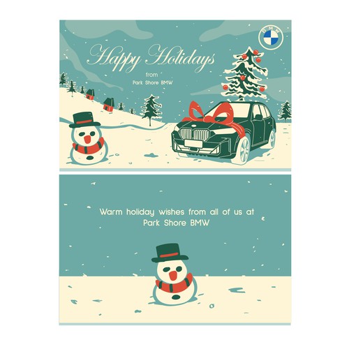 Car Card Invitation Illustration For BMW