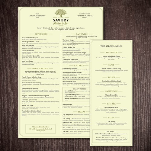 American food menu design