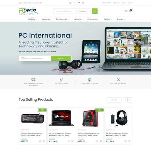 E-commerce web page design.