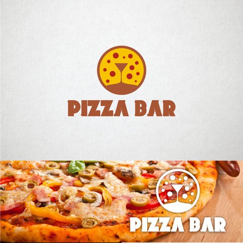 Create a eye catching logo that identifies a cool trendy place to eat and drink named "PIZZA BAR"