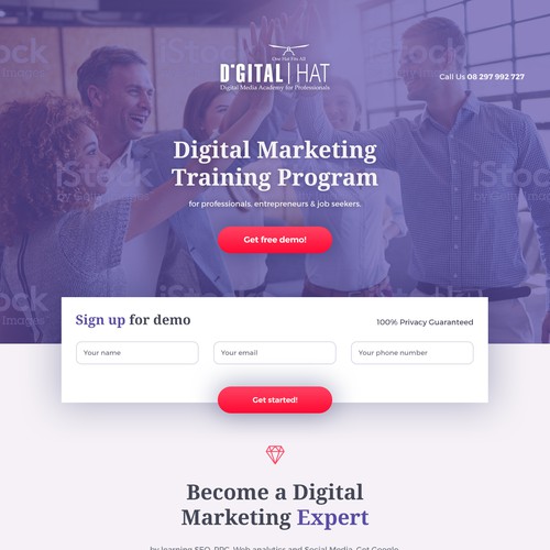 Landing page for Marketing Agency