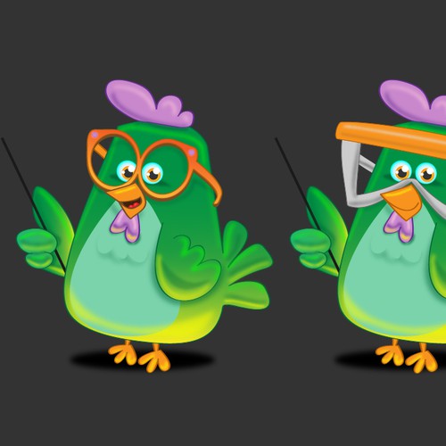 Create illustration for a virtual pet chicken - which is able to auto-answer your questions!