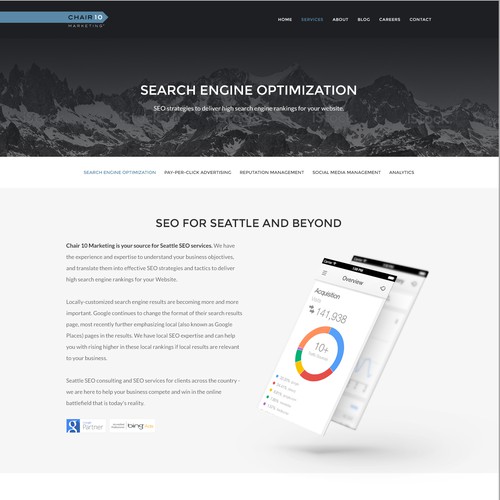 Create a memorable and modern website for Chair 10 Marketing