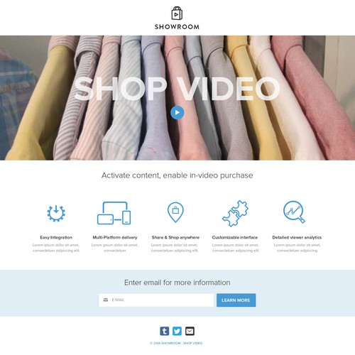Landing page for interactive video startup