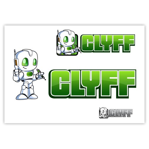 Create a (logo) character/animation for Clyff (likable robot)