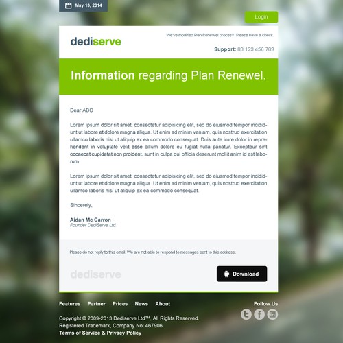 HTML Email Template for DediServe