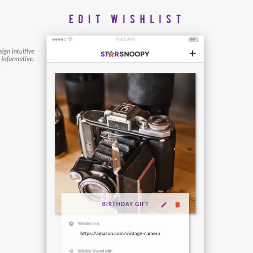 Design a Wishlist App - vintage or not on your discretion