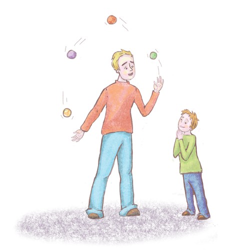 Book illustration, Father and son