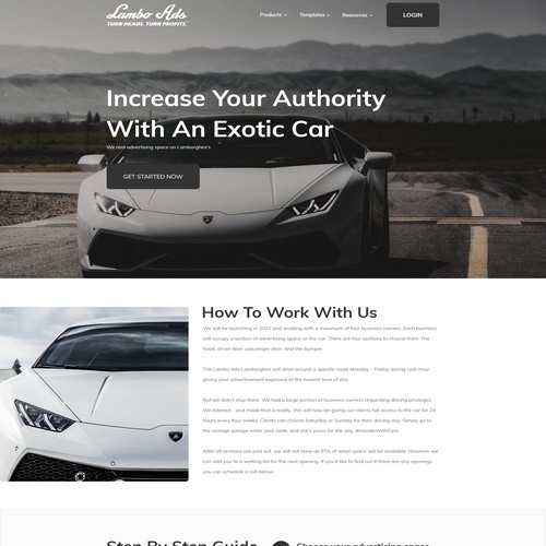 Lambo Ads Landing Page