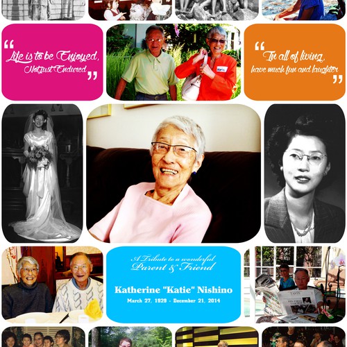 Tribute poster honouring my mom's life - a wonderful parent and friend.