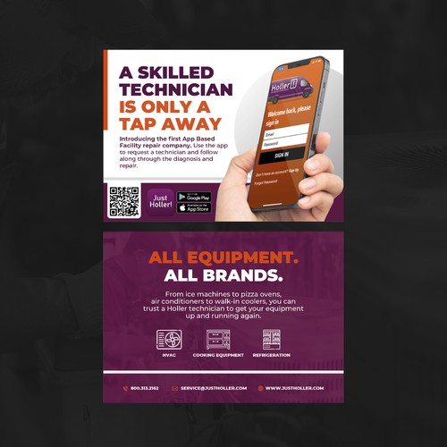 Flyer for an App Based Facility Repair company.