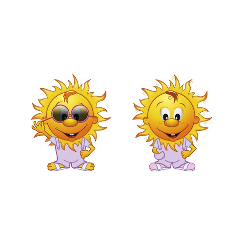 Create a winning fun cartoon sun character
